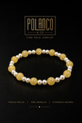 Pulsera Perla Natural y Jade Amarillo