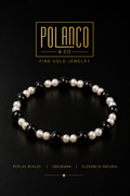 Pulsera Perla Natural y Obsidiana