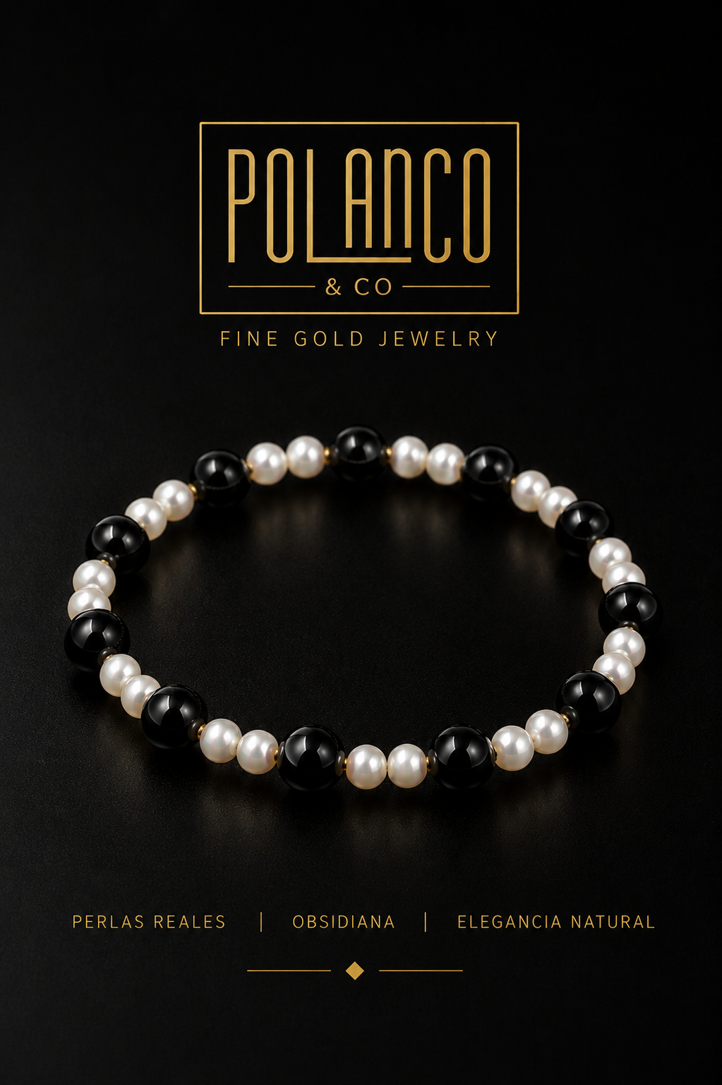 Pulsera Perla Natural y Obsidiana
