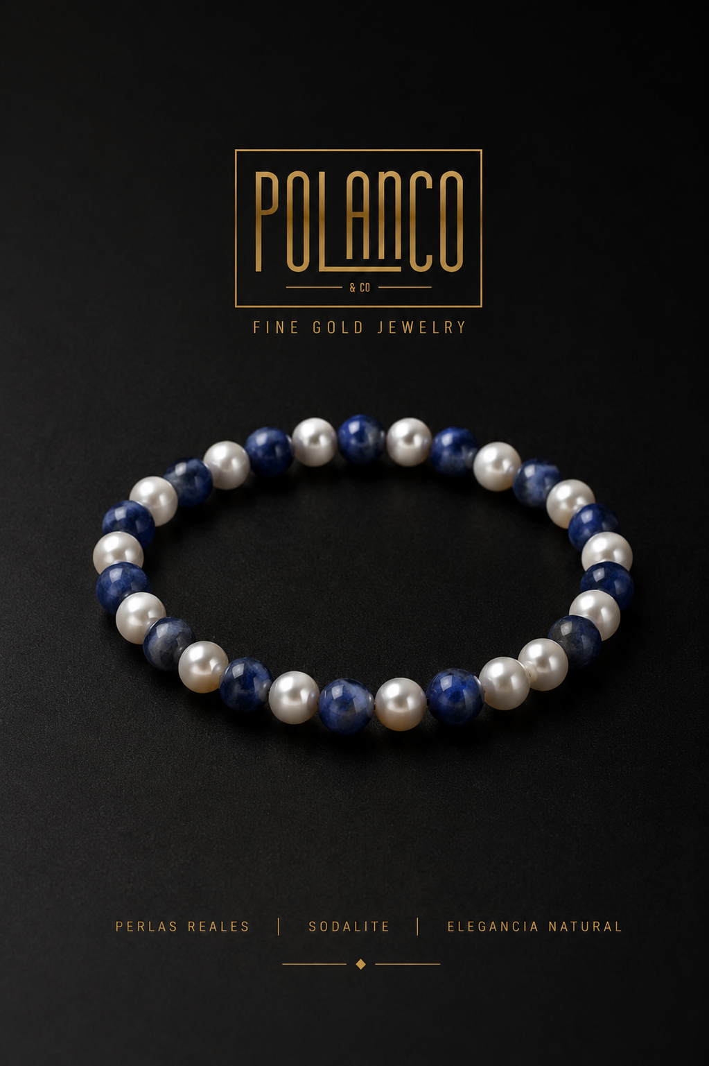 Pulsera Perla Natural y Sodalite