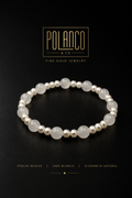 Pulsera Perla Natural y Jade Blanco