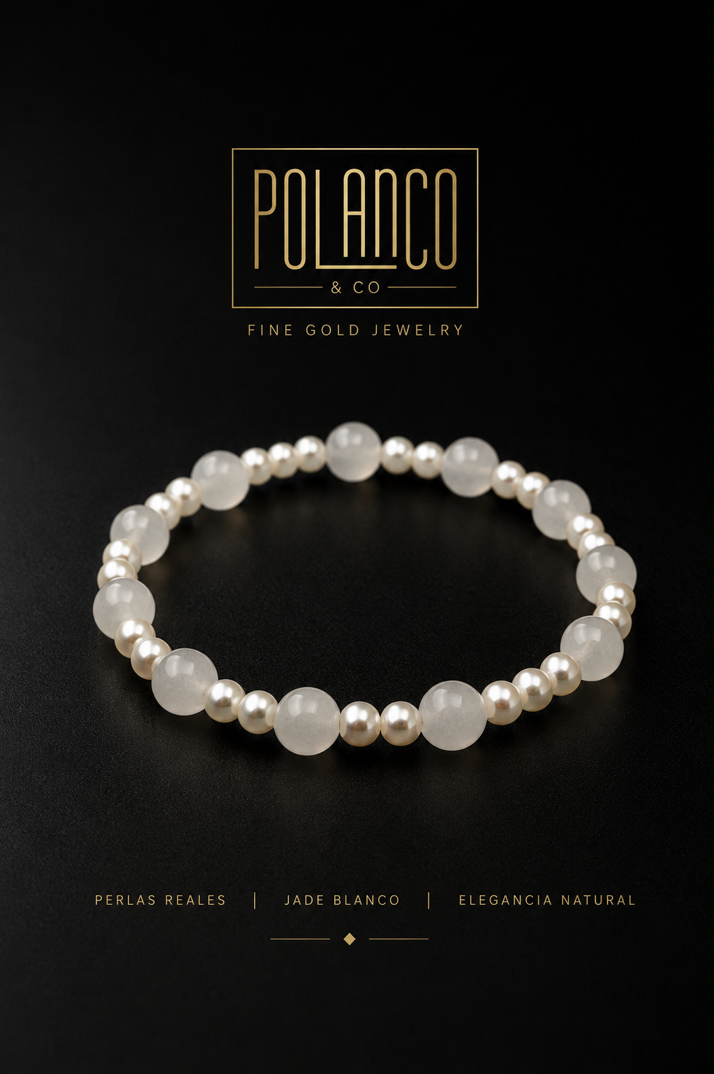 Pulsera Perla Natural y Jade Blanco