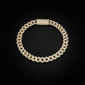 Pulsera Cubana 7.5mm 8.5” en Oro Sólido con Diamantes